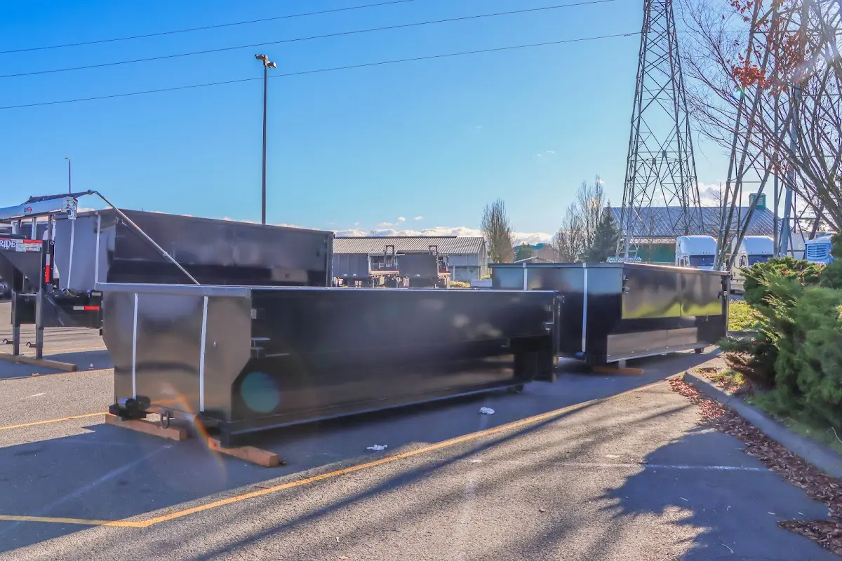 Roll-off dumpster ready for waste disposal at job site for 4 Yard Dumpster Rental in Willoughby
